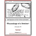 New Research on the Voynich Manuscript: Proceedings of a Seminar