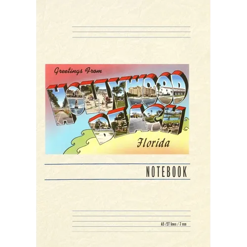 Vintage Lined Notebook Greetings from Hollywood Beach, Florida