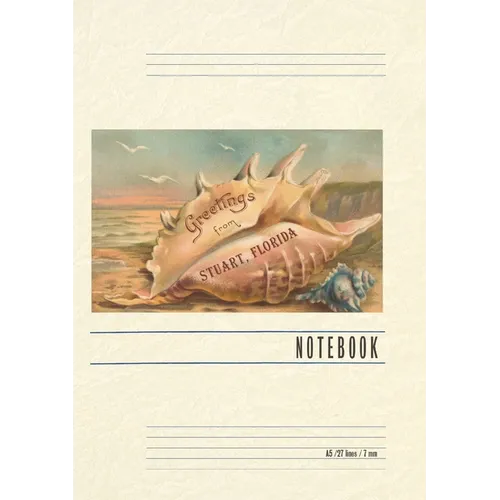 Vintage Lined Notebook Seashell Greetings from Stuart, Florida